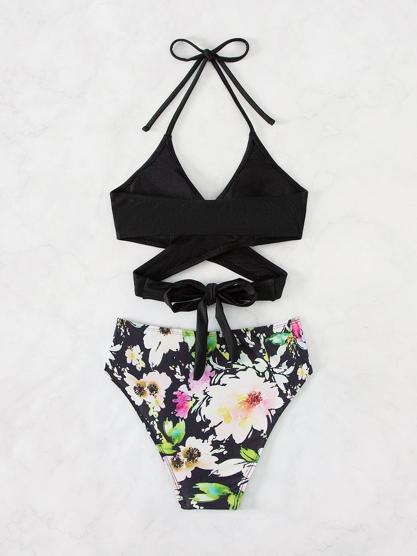 That's A Wrap Block & Floral Bikini Set