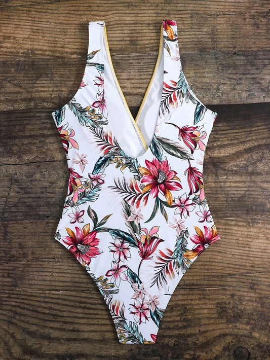 Tropical Geo V Neck One Piece