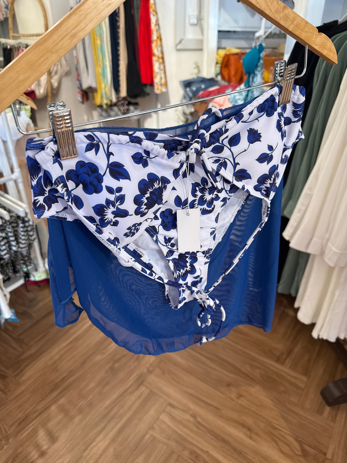 3 Pack Indigo Floral bikini & wrap set