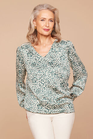 True - Bonmarche Leafy Pint Long Sleeve Blouse - SK-BM-WBL-GW