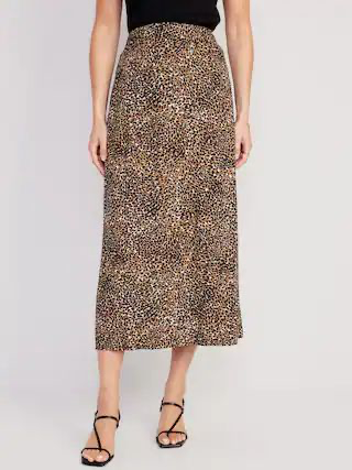 True-Old Navy Leopard Print Smocked Waist Skirt- SK-ON-LPS