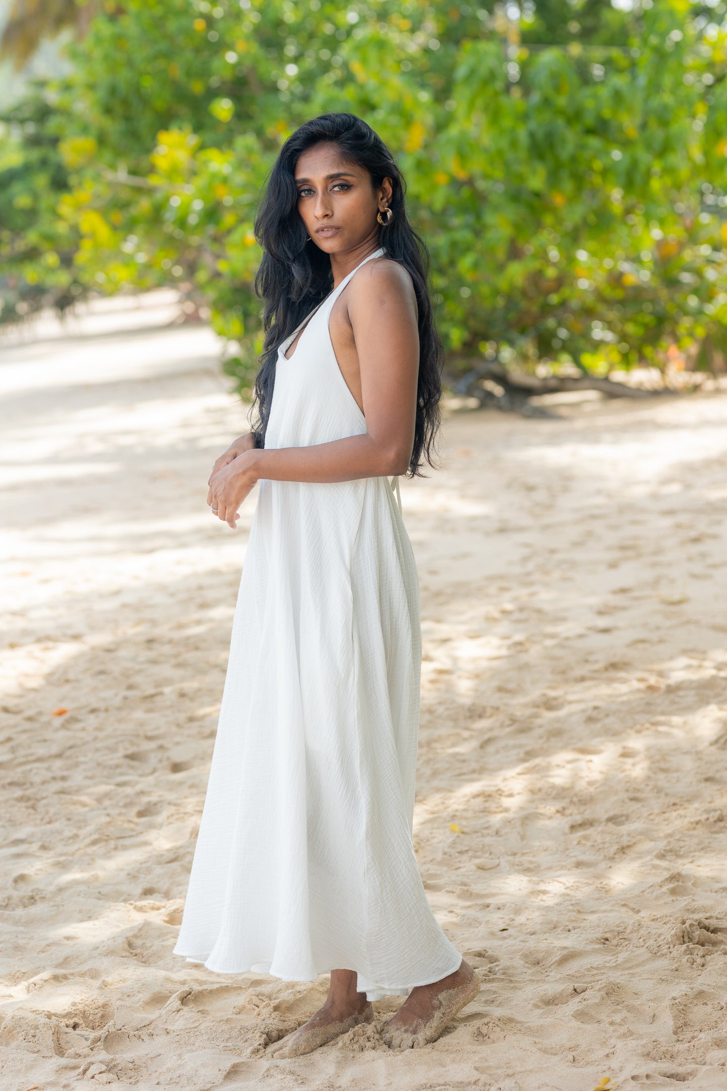 Ayuthra - Crepe Halter Maxi Dress