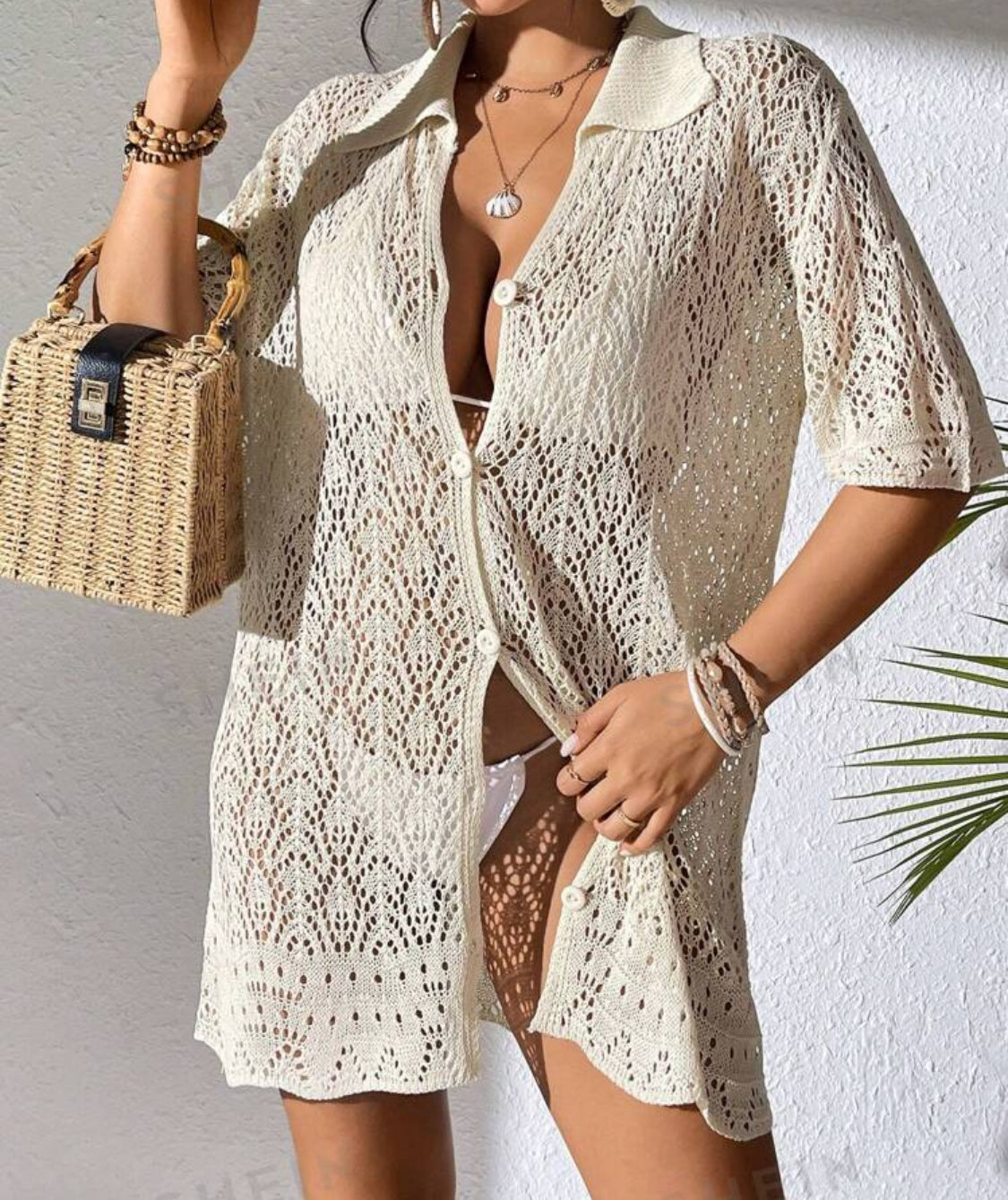 Crochet Cover Buttoned Shirt