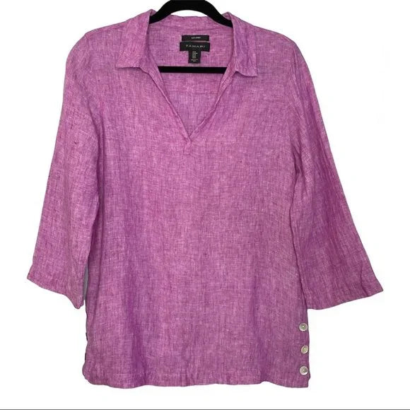 True - Tahari Linen Purple Top - SK-TAHARI-LPT