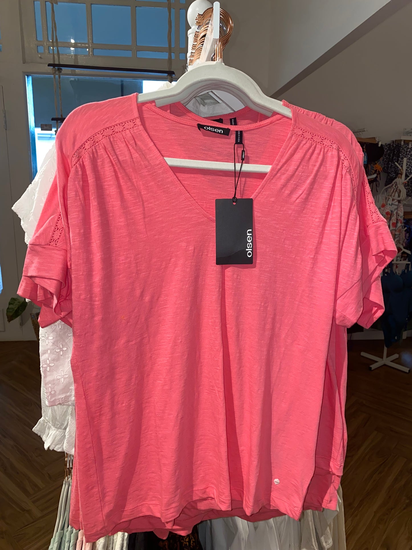True - Olsen Pink V Neck T Shirt - SK-OL-PK