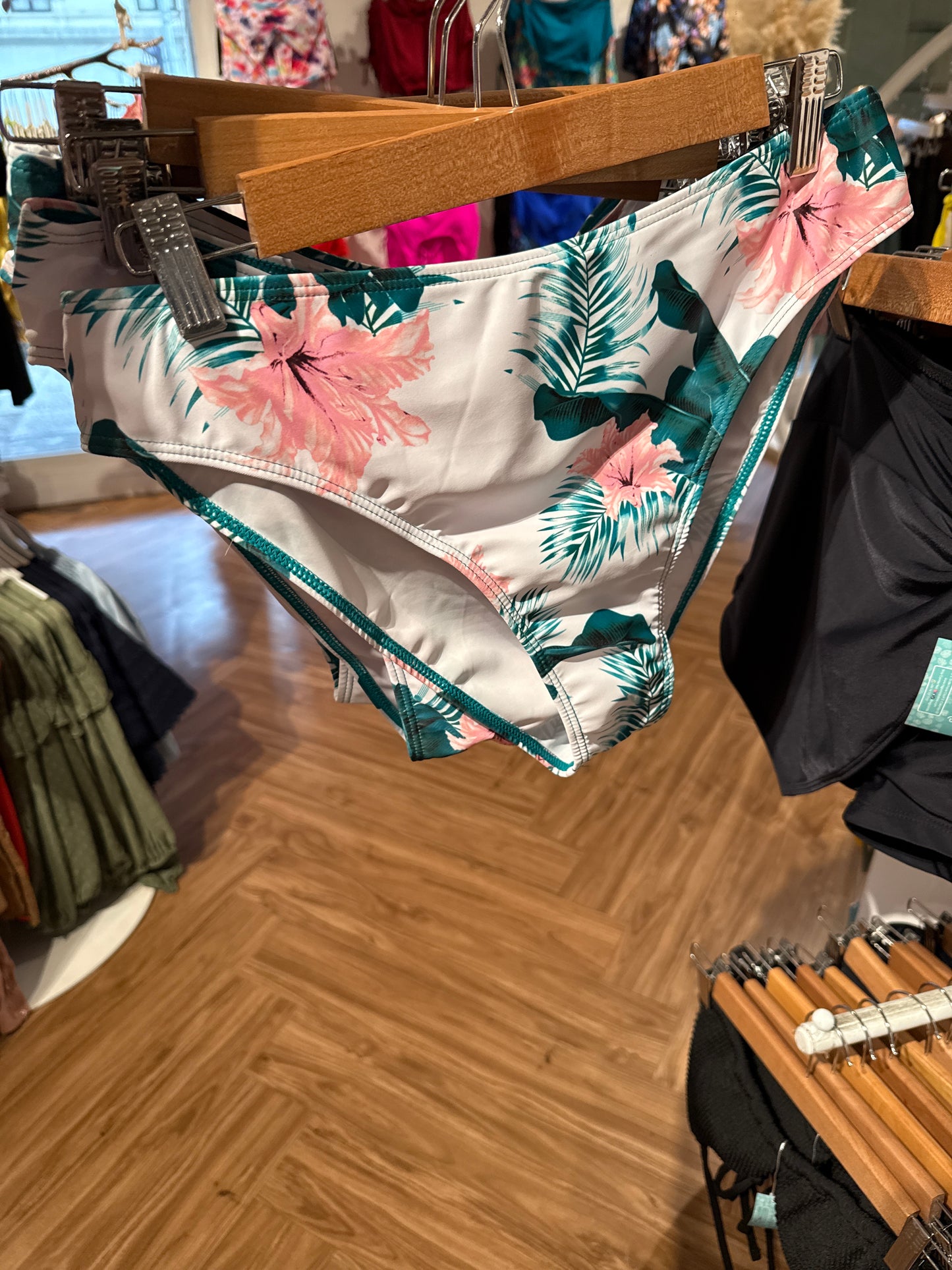 Teal & Floral Bikini Bottoms