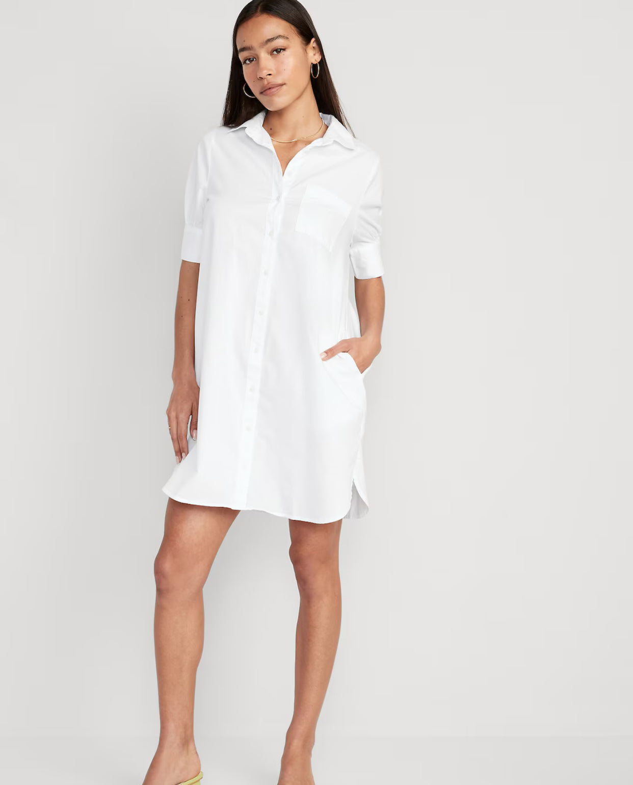 True - SK-ON-WDS-WH - Old Navy Buttoned Shirt Dress - White -