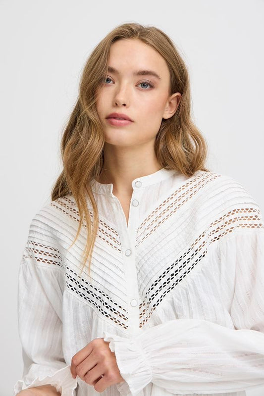 True - Atelier Cutwork Long Sleeve Shirt - SK-AT-WSHL-WH