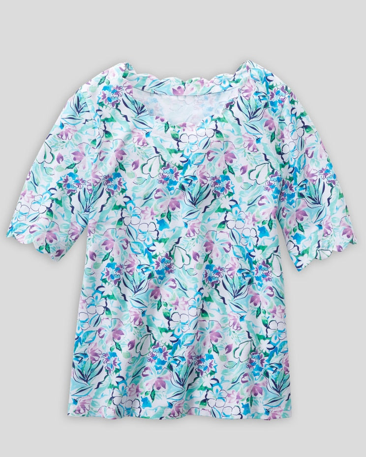 True-Appleseed Blue Floral Tshirt-SK-AS-BFT