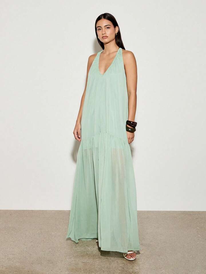 Crêpe Racer Maxi Dress