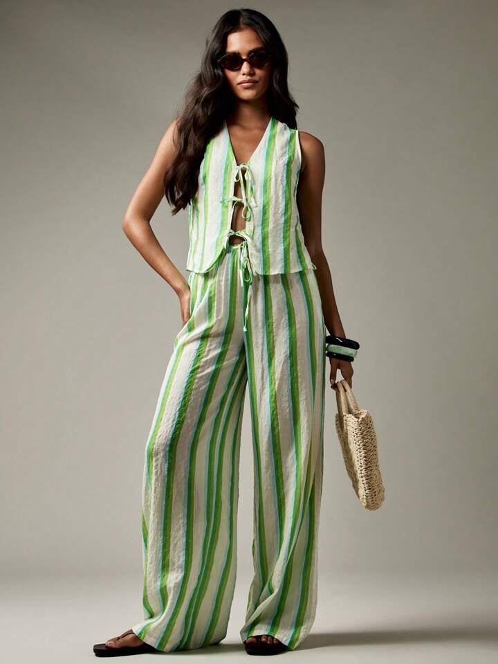Mint & Lime Stripe Lounge Co Ord Set