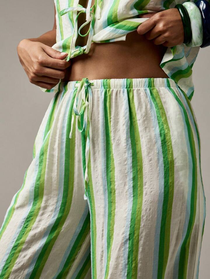 Mint & Lime Stripe Lounge Co Ord Set