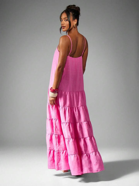 Pink Cami Tiered Maxi Dress