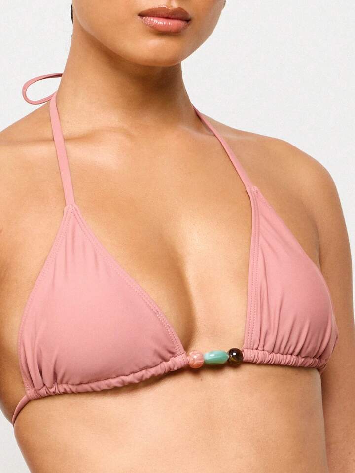Blush Beaded Triangle Bikini Set