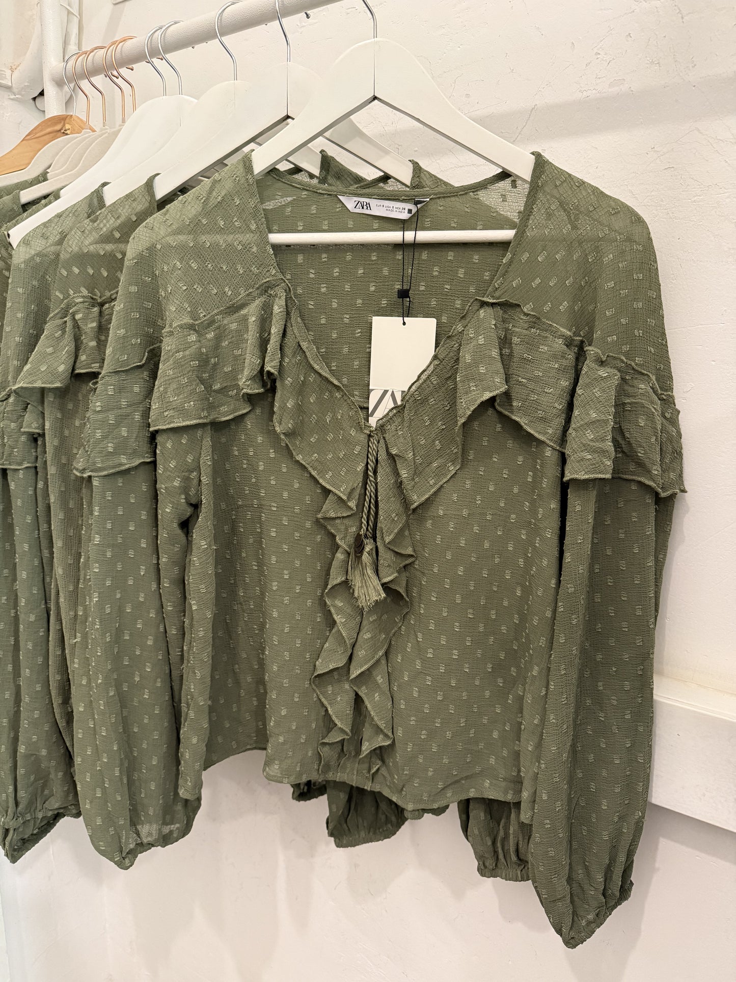 True - Zara Blouse - Green Dotted - SK-ZAR-BL