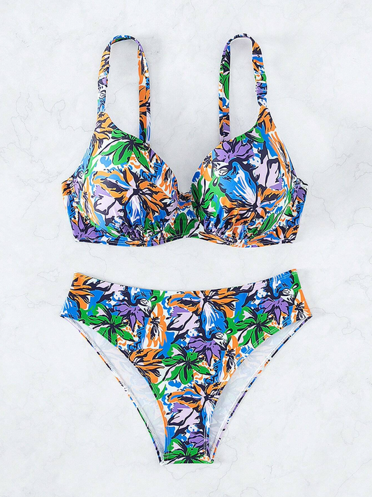 DD+ Tropical Print Push Up Bikini