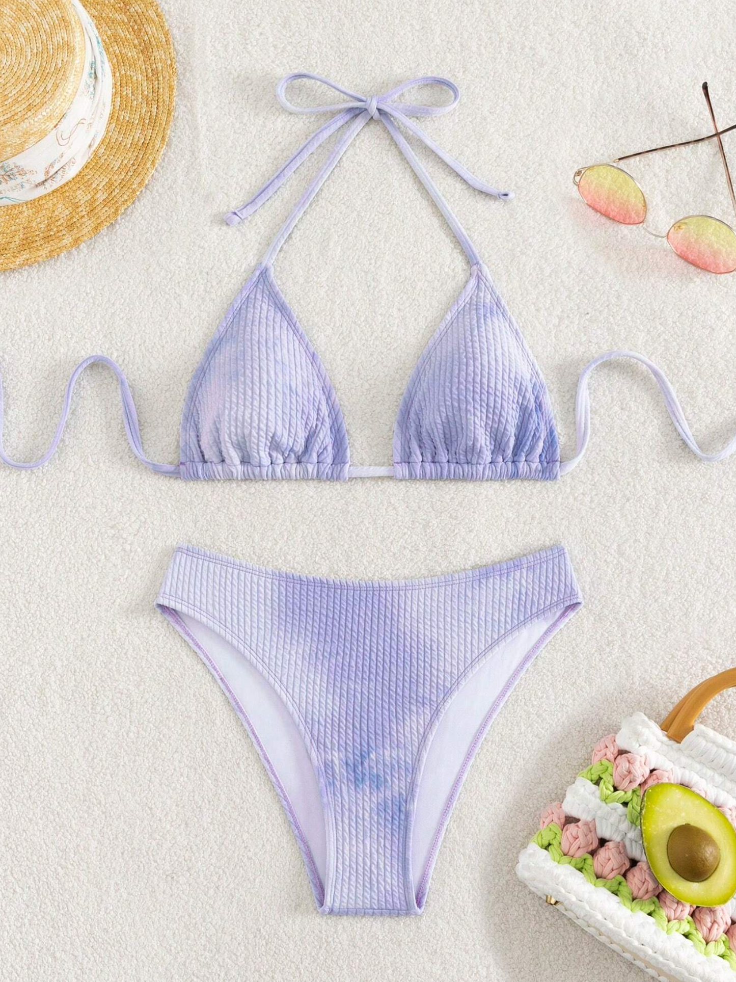 Tie Dye Ribbed Triangle Bikini Set