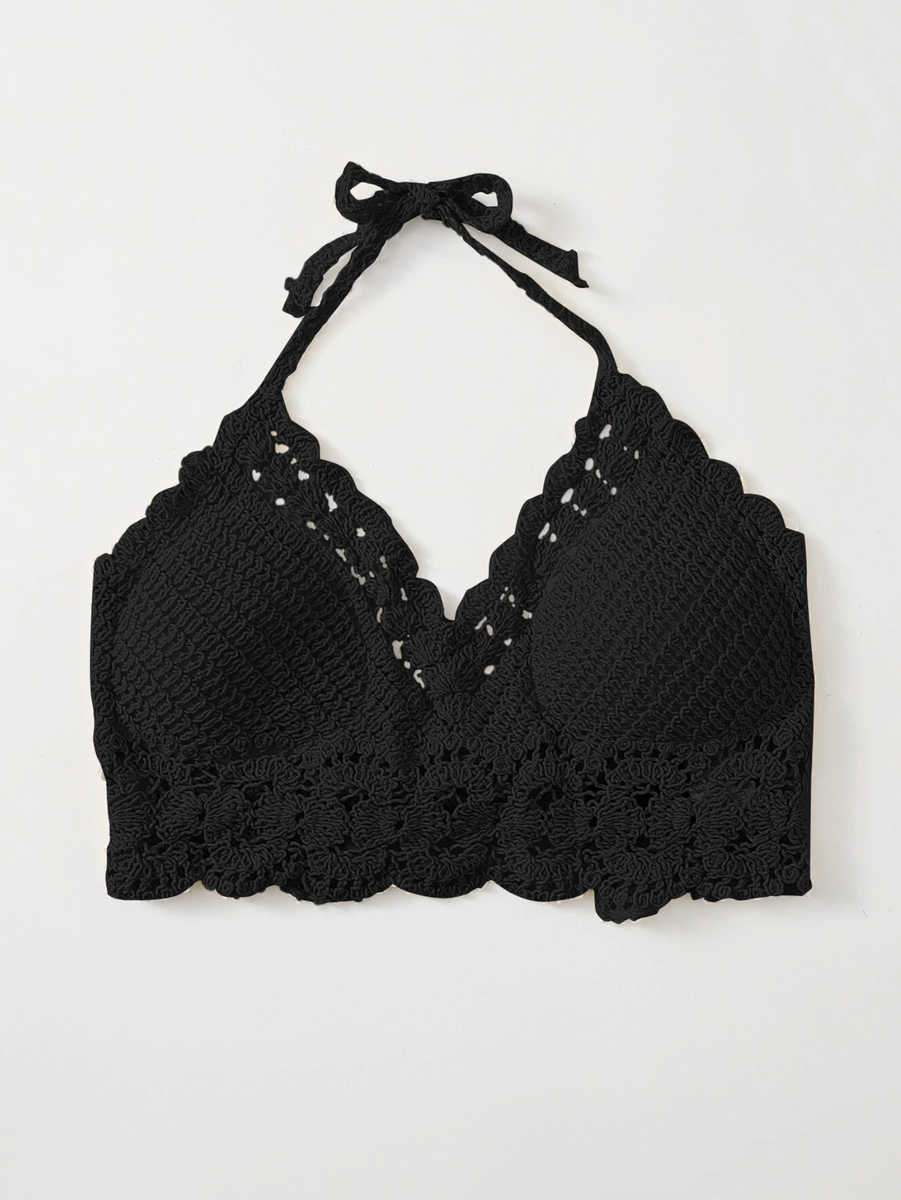 Basic Black Crochet Top Lagoonlab