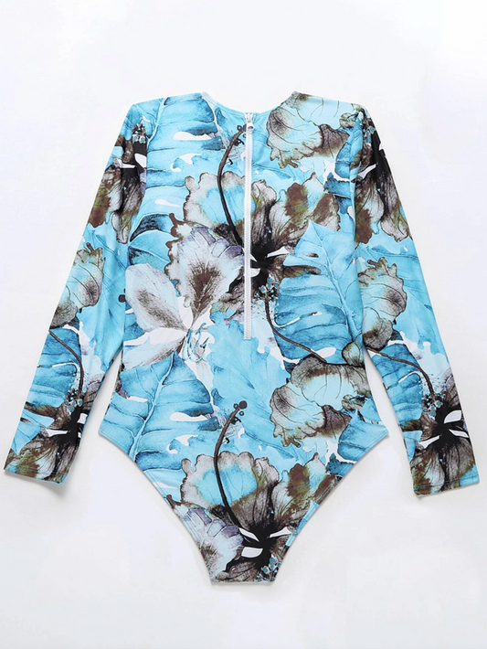 Blue Leaf One Piece Rashguard