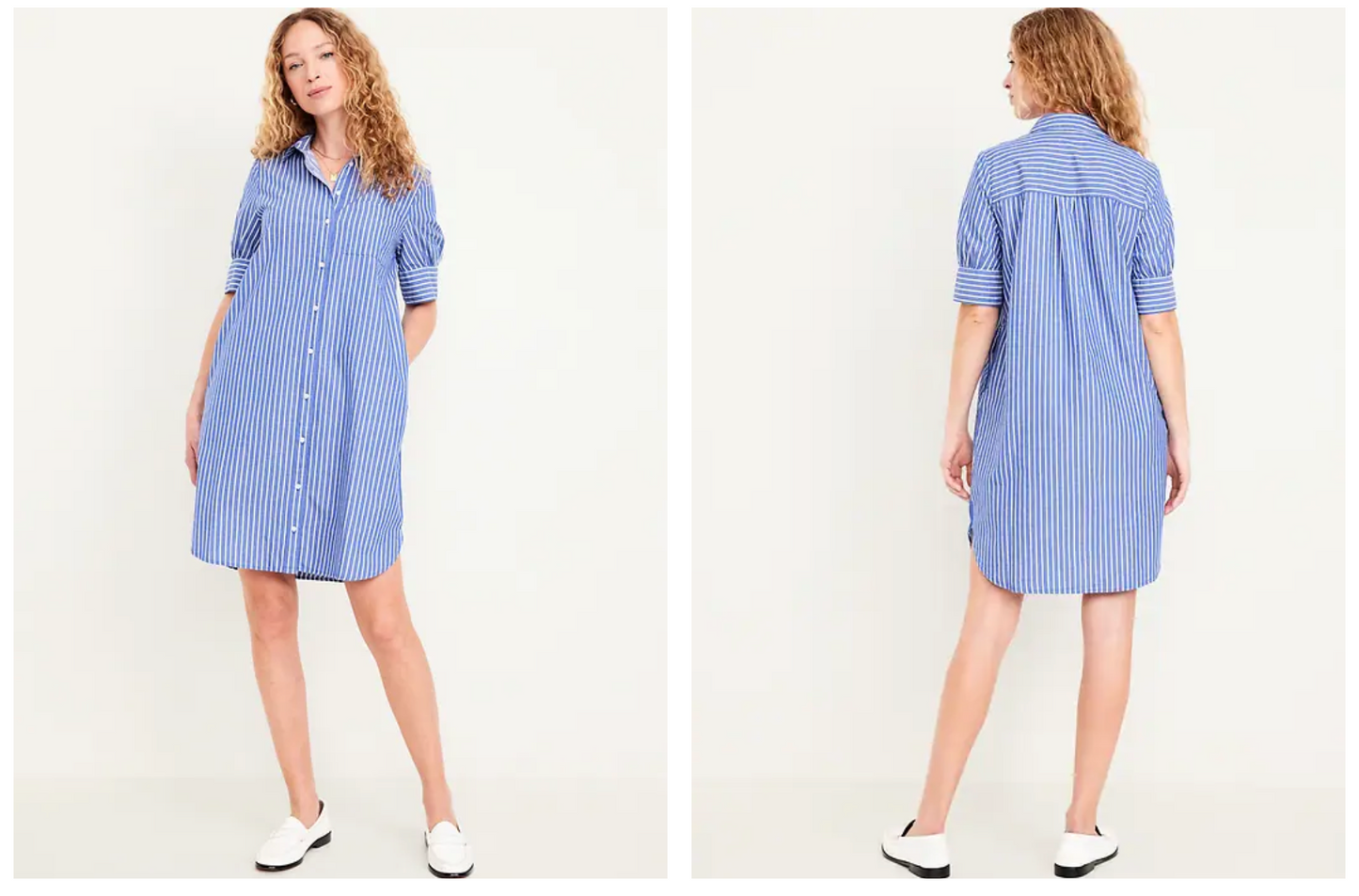 True - SK-ON-SD Old Navy Blue White Stripe Shirt Dress