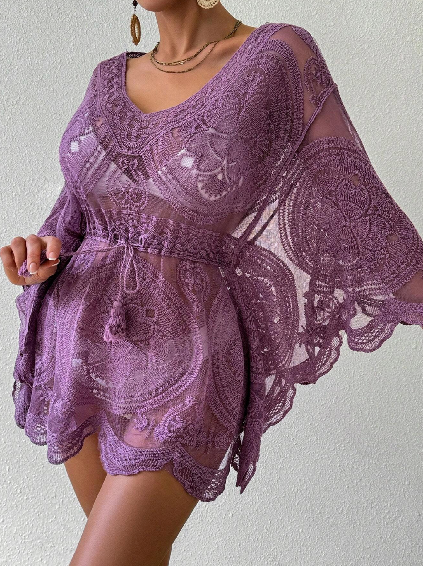 Cercle Embroidered Lace Kaftan