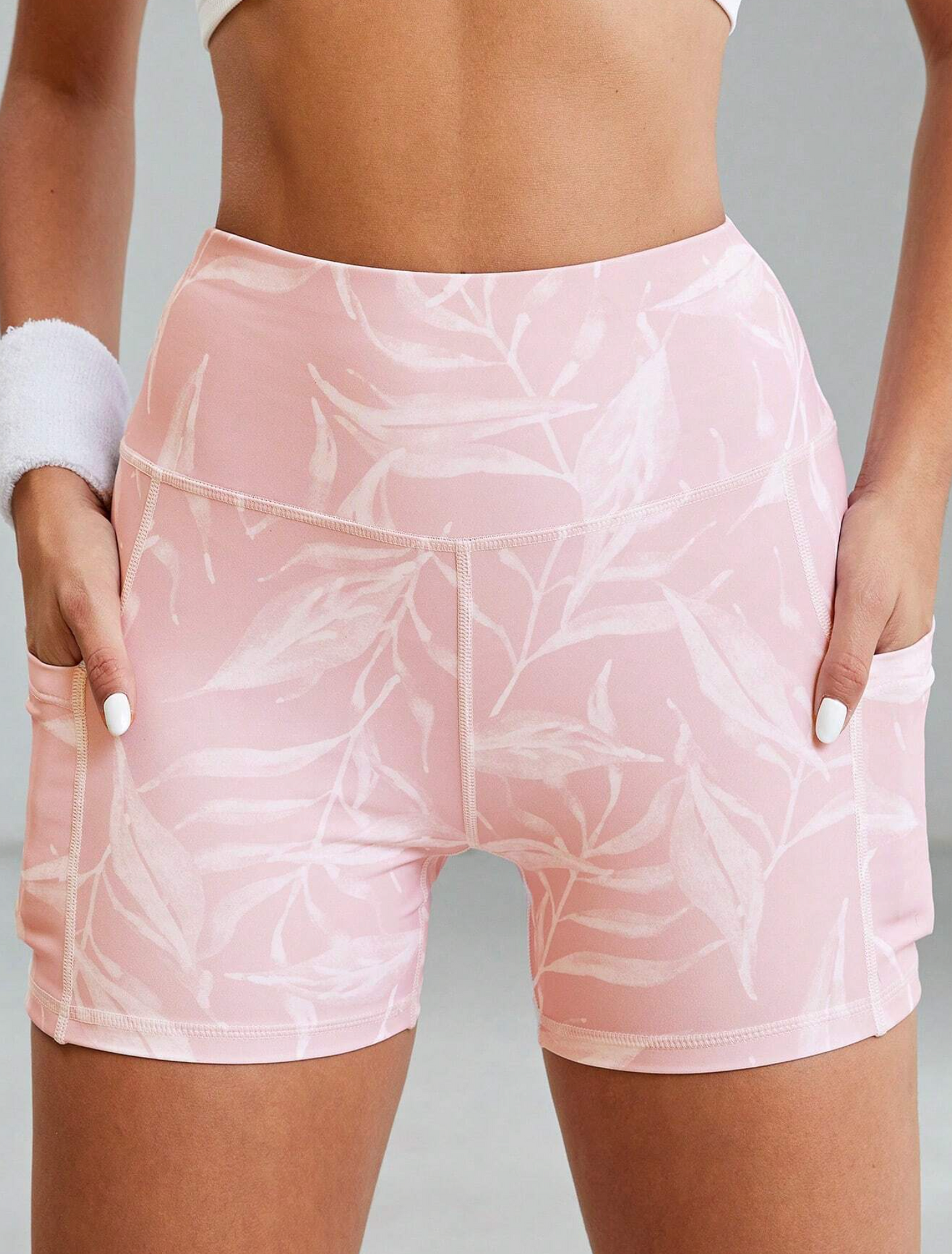 Tropical Print Wideband Sports Shorts