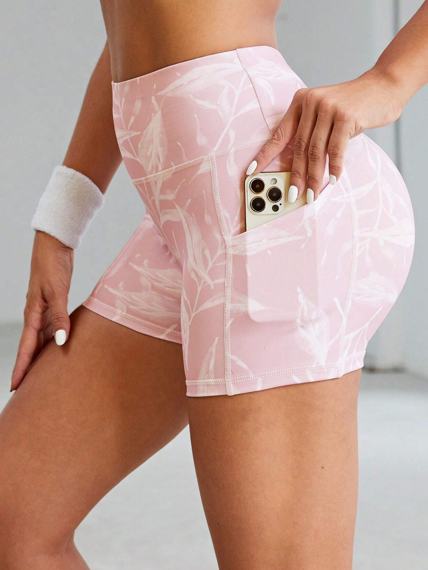 Tropical Print Wideband Sports Shorts