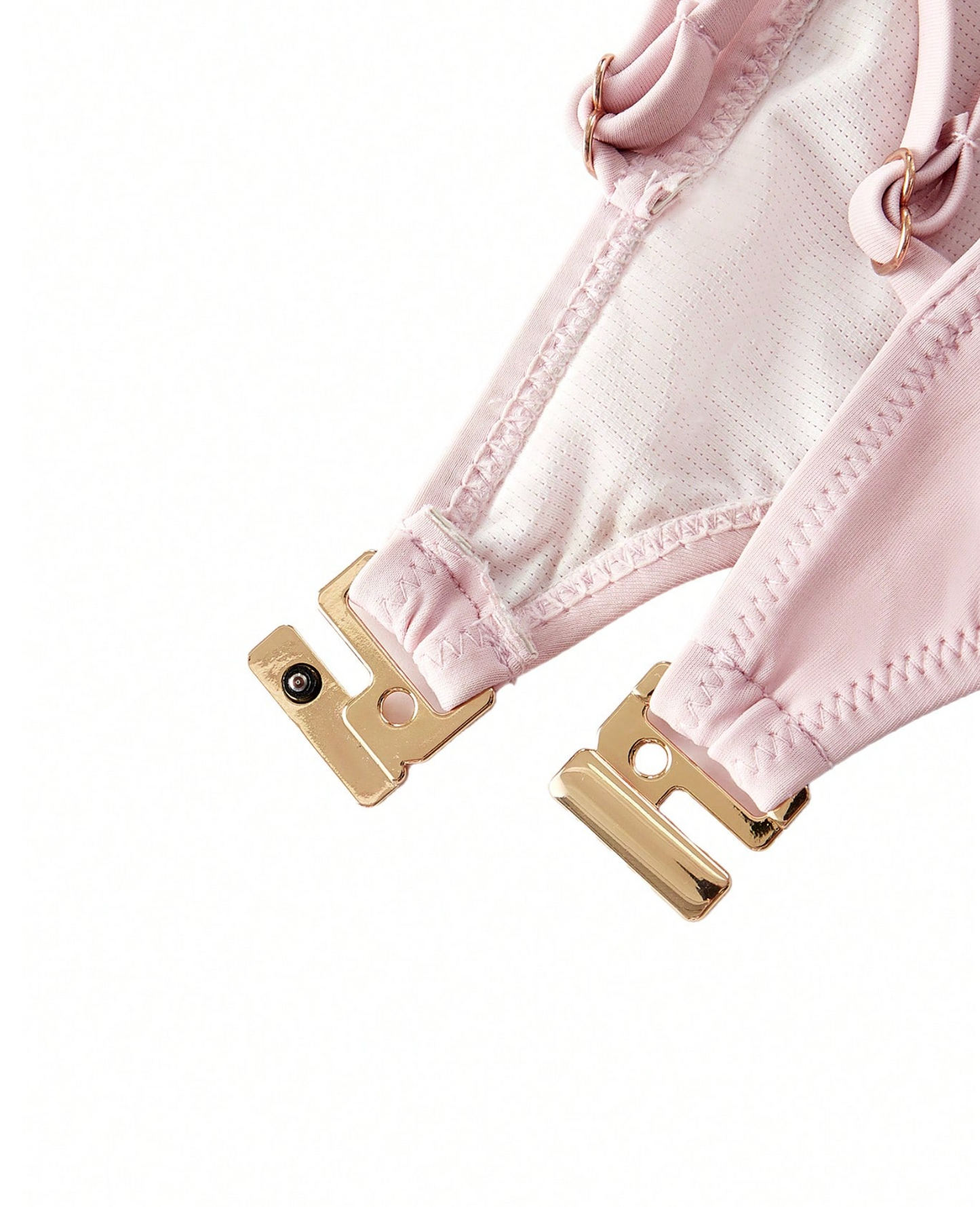 Premium Dusty Pink Two Tone Pearl Strap Cut Out Swimsuit