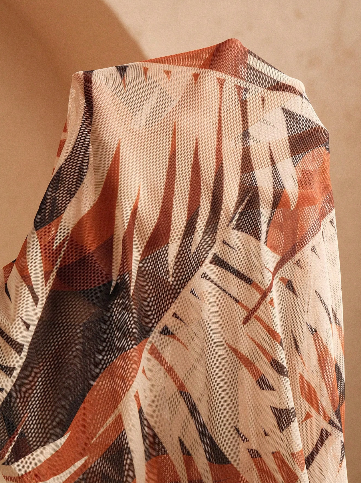 Textured Rust V Neck High Waist Bikini & Tropical Sarong Set