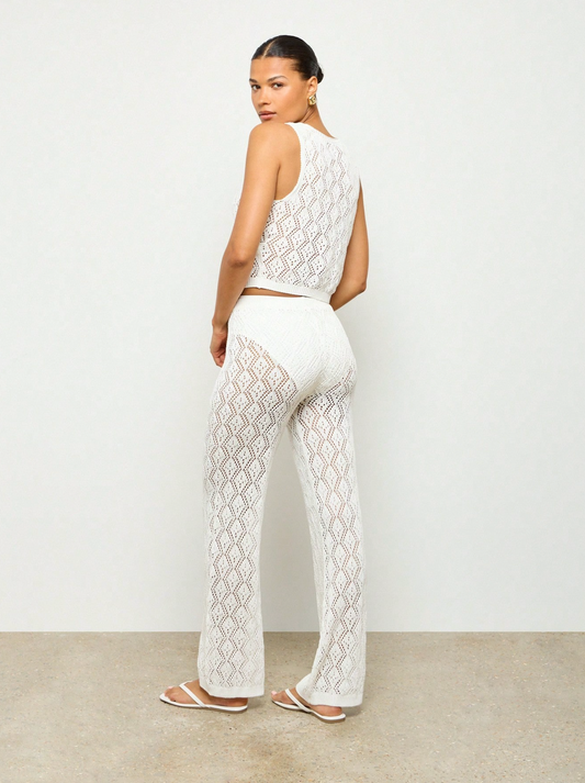 Crochet Tie Up Top & Pants Co Ord Set
