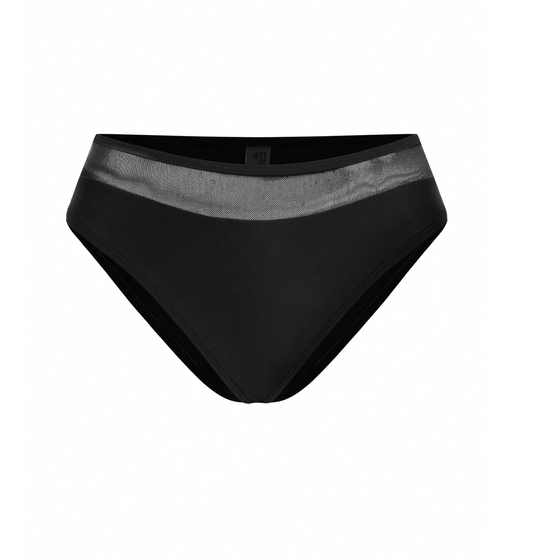 Black Mesh Insert Bikini Bottoms