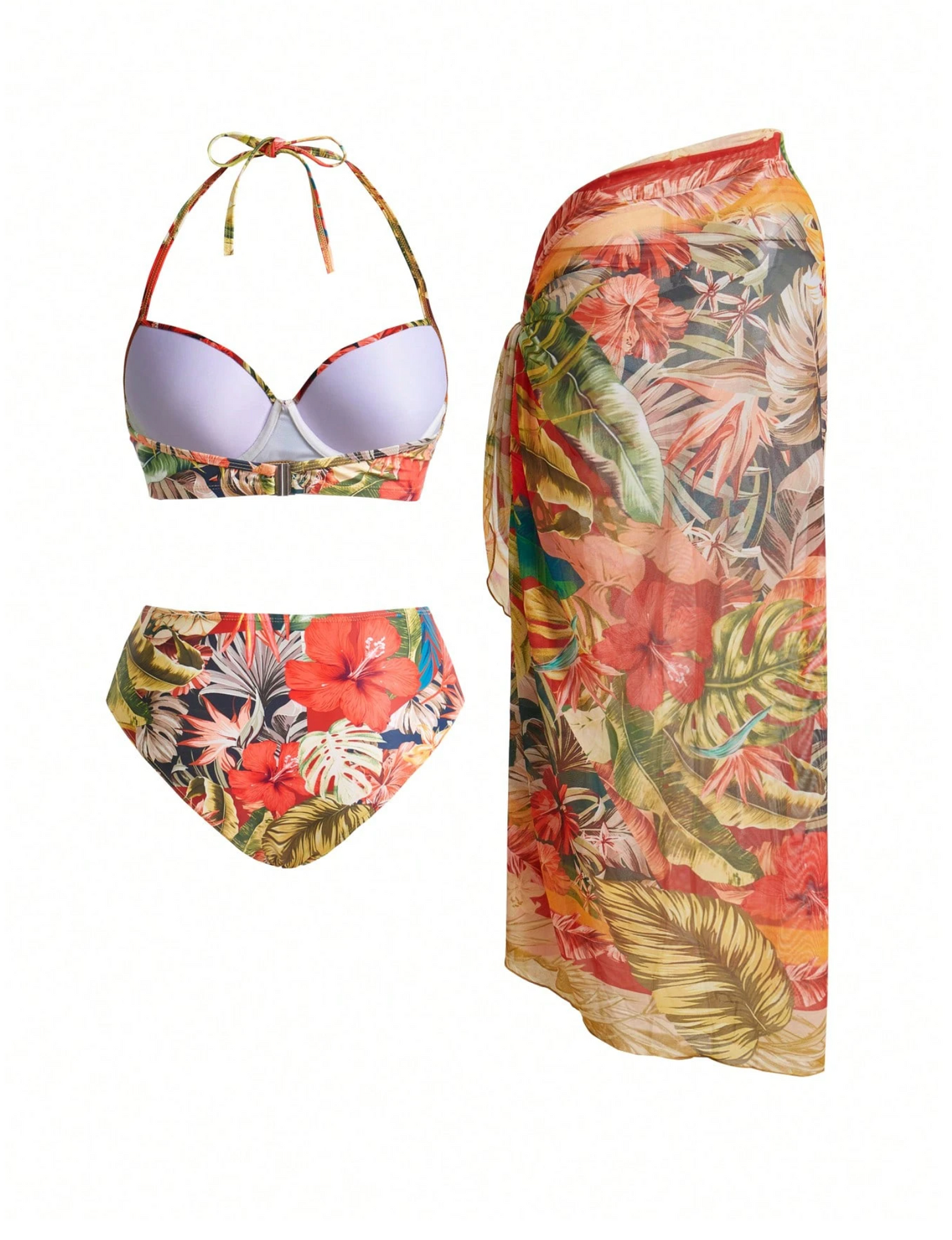 Wild Tropical Push Up Bikini & Sarong Set