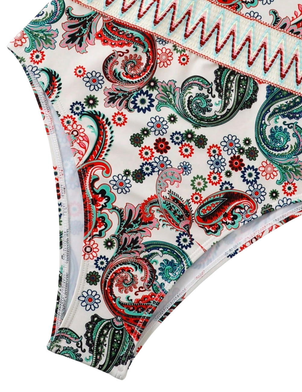 Paisley Chevron Tape High Neck One Piece