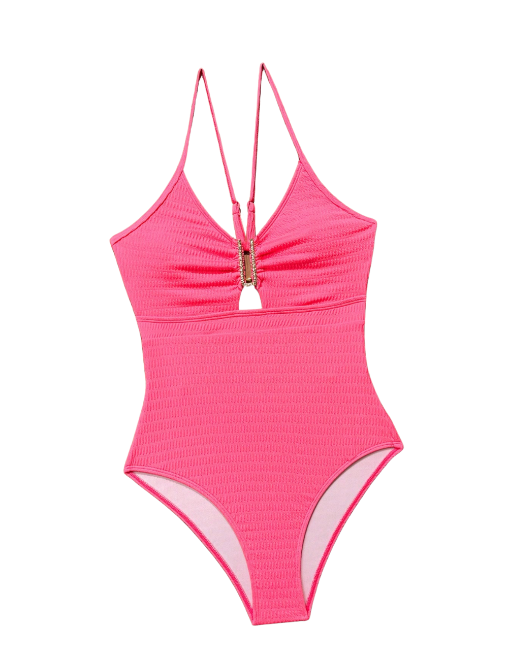 Textured Ring & Metal Detail Swimsuit