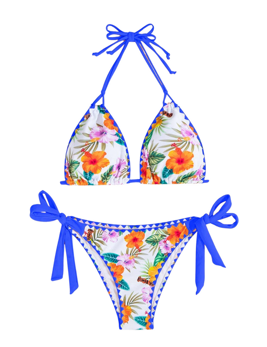 Tropical Whipstitch Tie Up Bikini Set