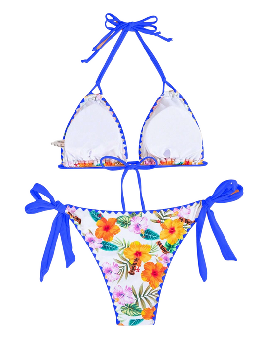 Tropical Whipstitch Tie Up Bikini Set