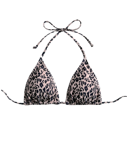 Leopard Triangle Bikini Top