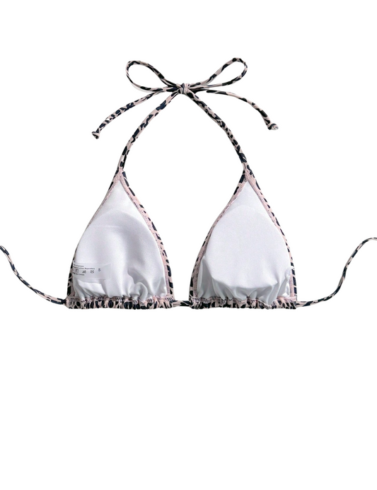 Leopard Triangle Bikini Top