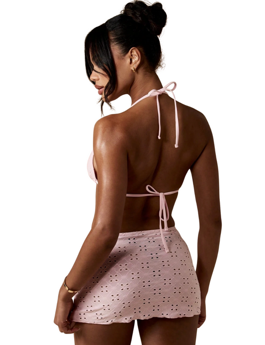 Powder Pink Eyelet Bikini Set & Cover Skirt
