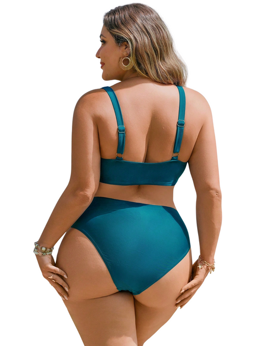 Plus Teal Twist Bikini Set
