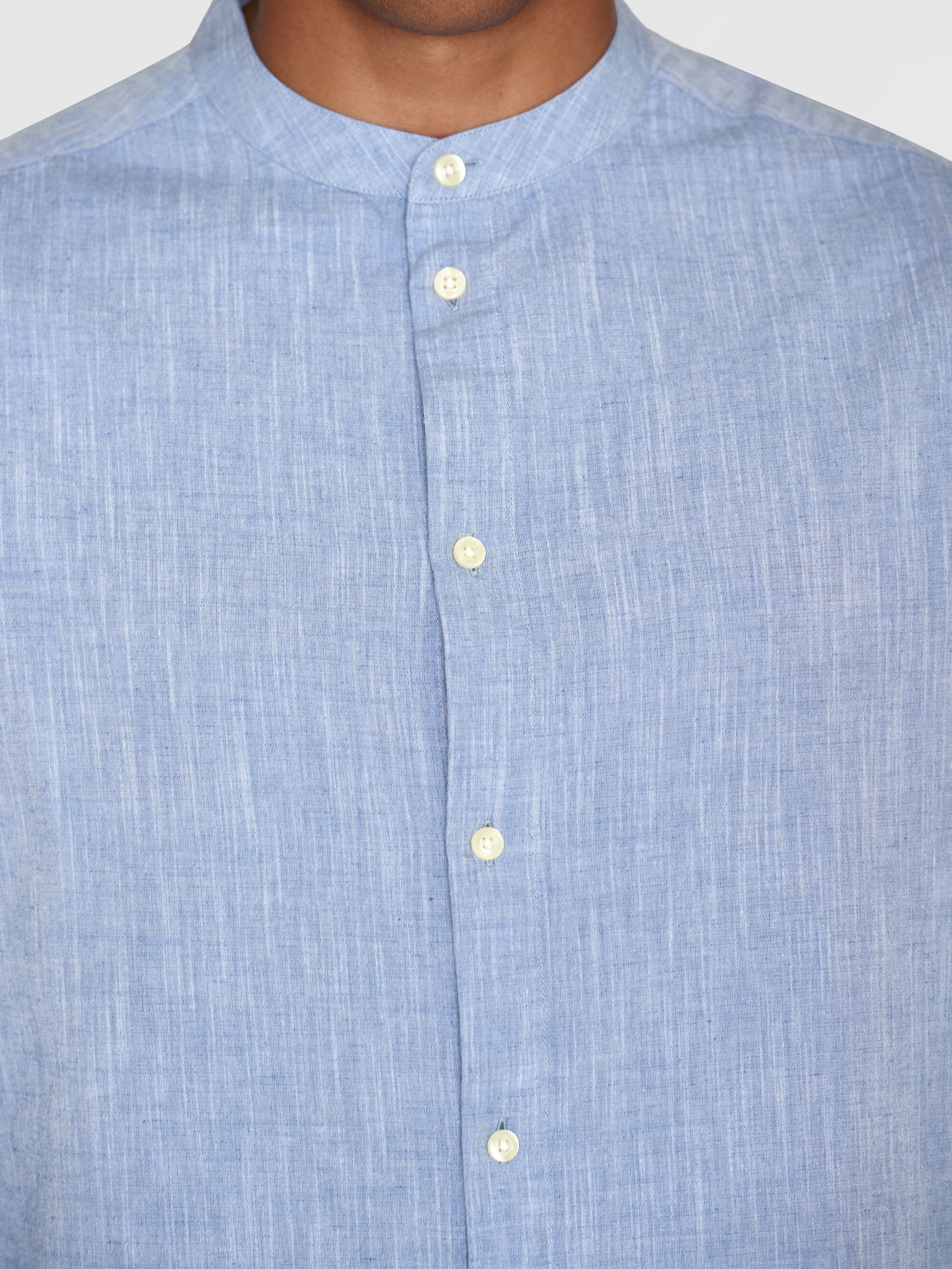 True - Knowledge Cotton Apparel Linen Chinese Collar Shirt - SK-KOA-LCCS