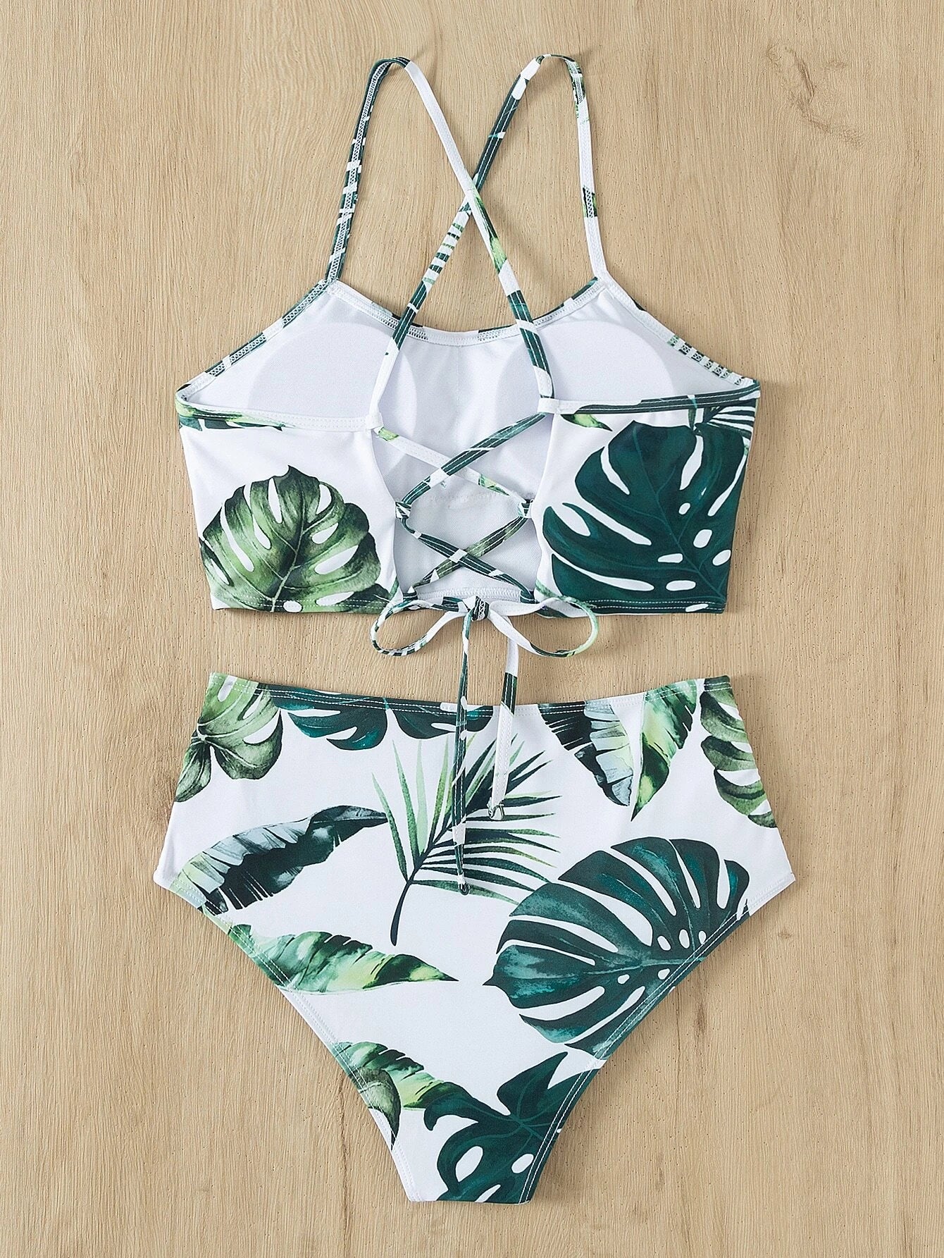 My Tropica - White Lace Up Halter Bikini Set