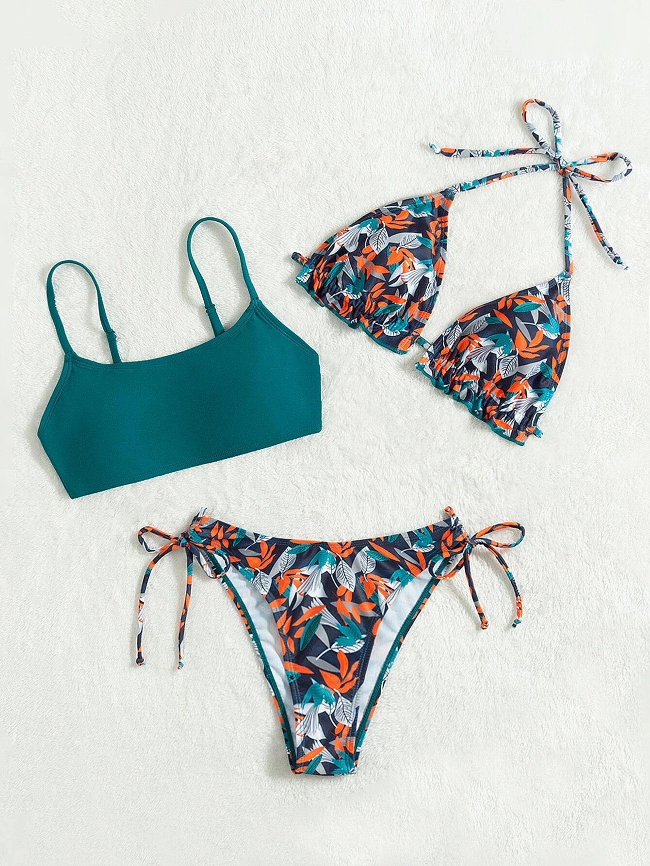 3 Pack Mix N' Match Teal & Floral Bikini Set