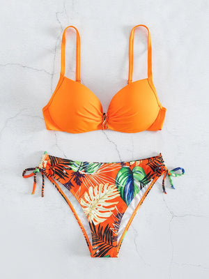 Mango Crush Push Up Chain Detail Bikini Set