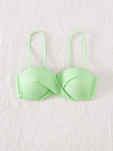 Pastel Green Twist Front Push Up Bikini Top