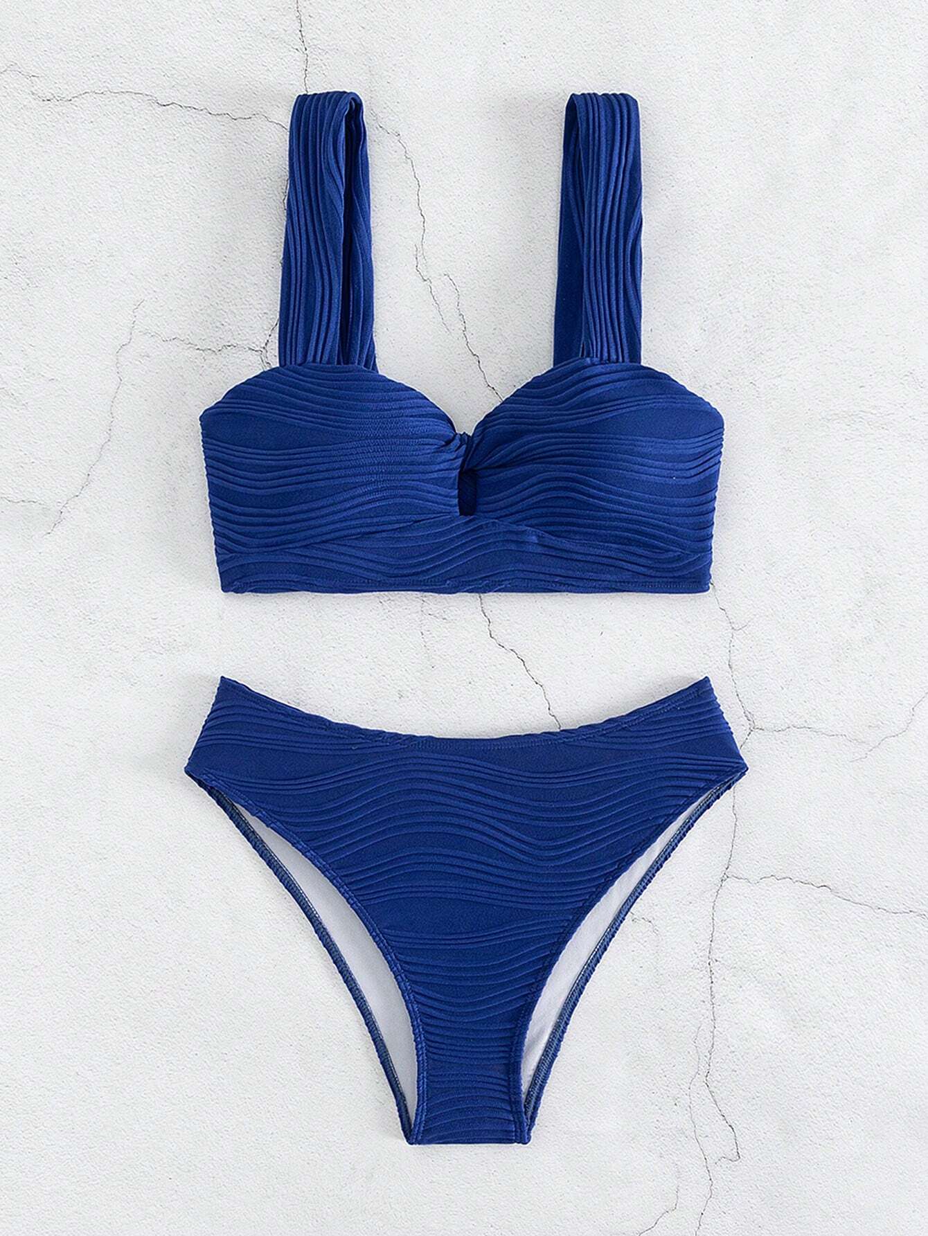 Indigo Textured Twist Bikini Set