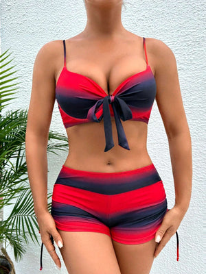 Ombre Red and Black Push Up bikini Shorts