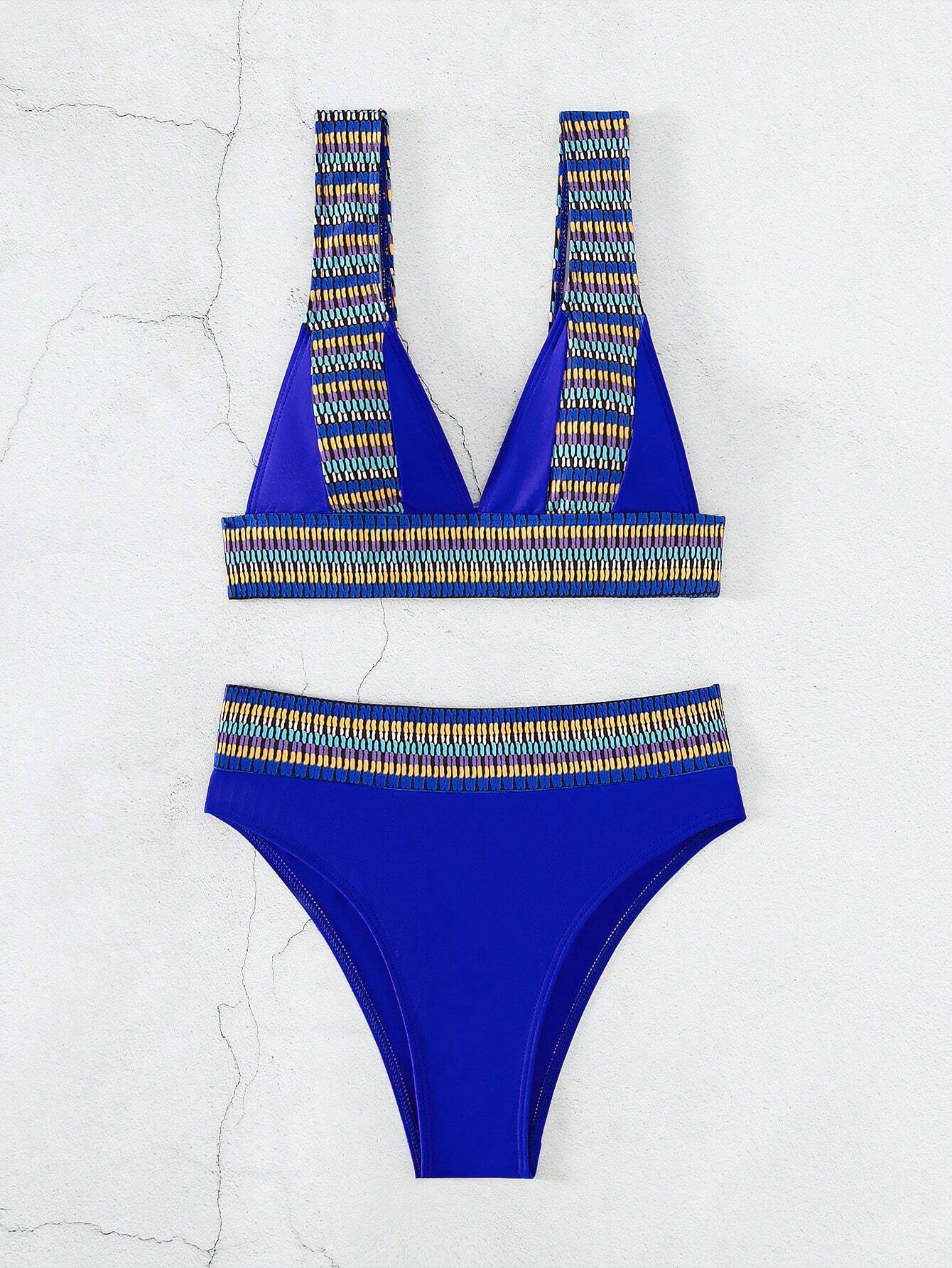 Indigo Contrast Tape Bikini Set
