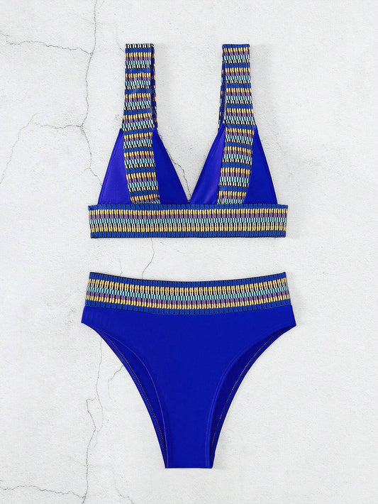 Indigo Contrast Tape Bikini Set