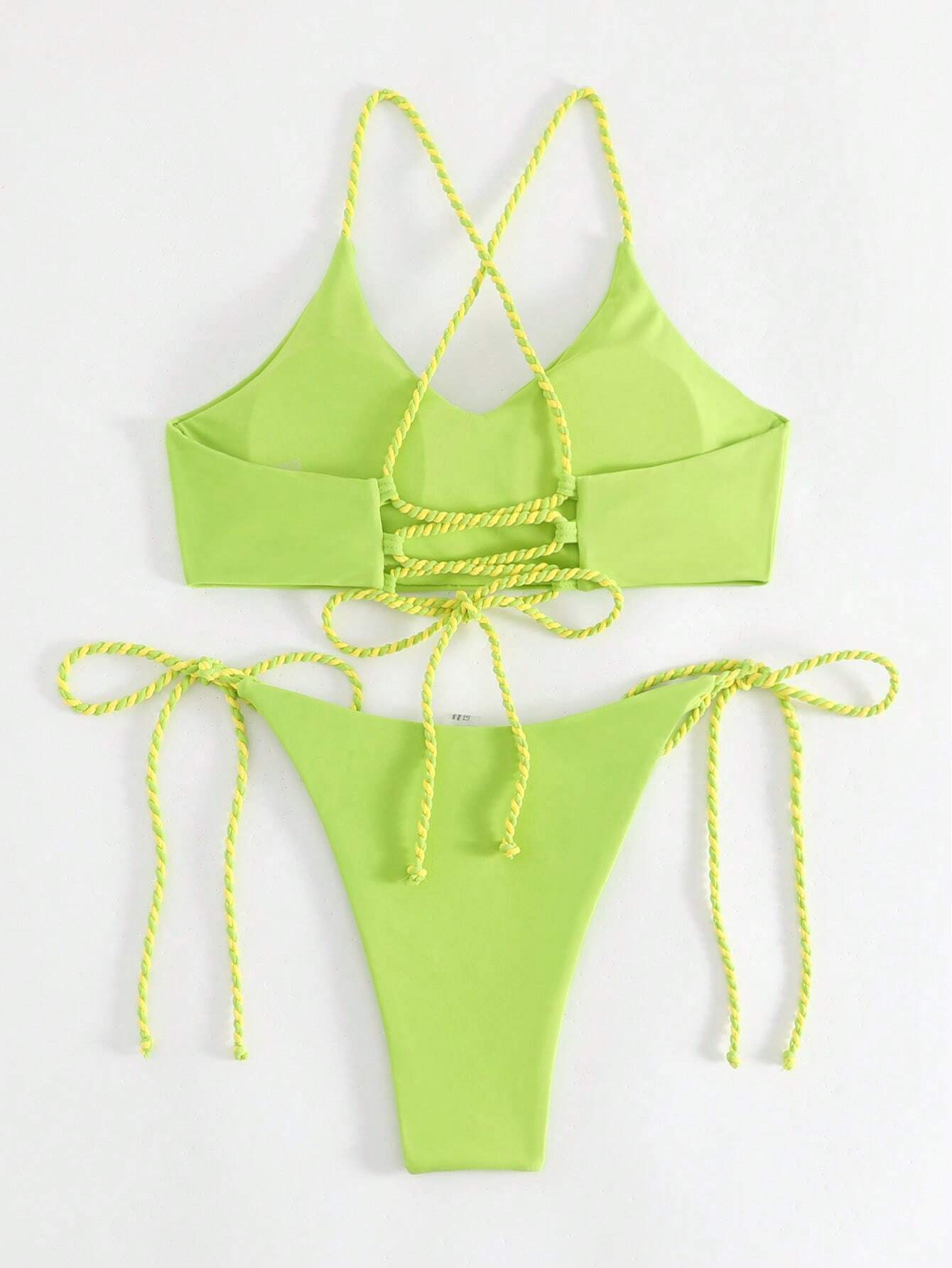 Neon Lime Lace Up Braided Bikini Set